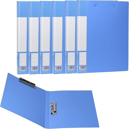 Paquete de 6 carpetas de plástico sin perforaciones, tamaño A4, carpeta de archivos de clip doble fuerte, cubierta de informe de 8.5 x 11 pulgadas,