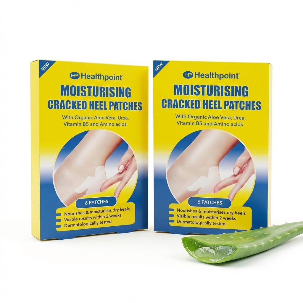 Healthpoint Moisturising Heel Patches 2 Pack - Overnight Hydrating Foot Mask with Organic Aloe Vera, Urea & Vitamin B5 - Deep Moisture for Dry Rough Heels & Soft-Feeling Feet