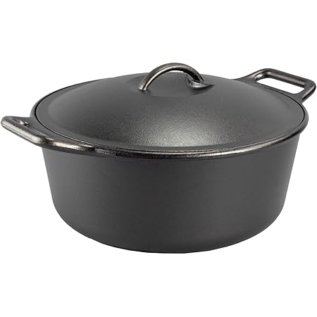 Lodge BOLD 7 Quart Seasoned Cast Iron Dutch Oven, Design-Forward Cookware,Black