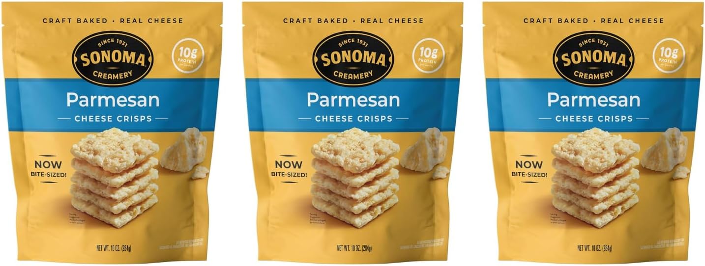 Sonoma Creamery - Cheese Crisps, Parmesan, 10 Oz (3 Count) | High Protein | Low Carb | Gluten Free | Keto-Friendly
