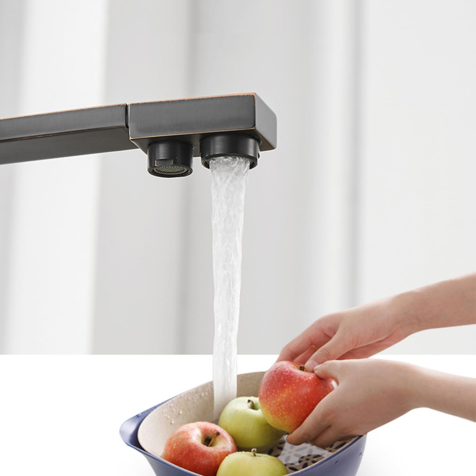 XJTNLB Grifo Cocina 3 Vias Osmosis Retro Negro Grifo Cocina Mango Doble Giratorio a 360° Mezclador de Fregadero para Agua Potable