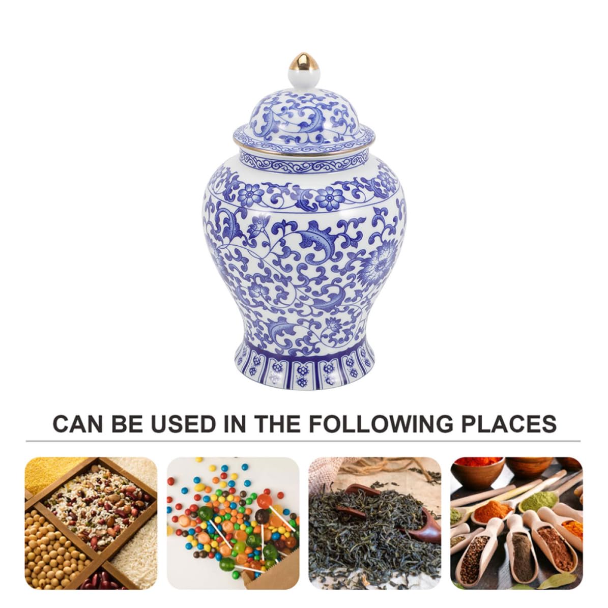 Barattolo in Ceramica Stile Retrò Semplice Multifunzionale e Versatile da 1300ml per Tè Chiusura Ermetica per Conservare Snack Secchi e Decorare la Casa