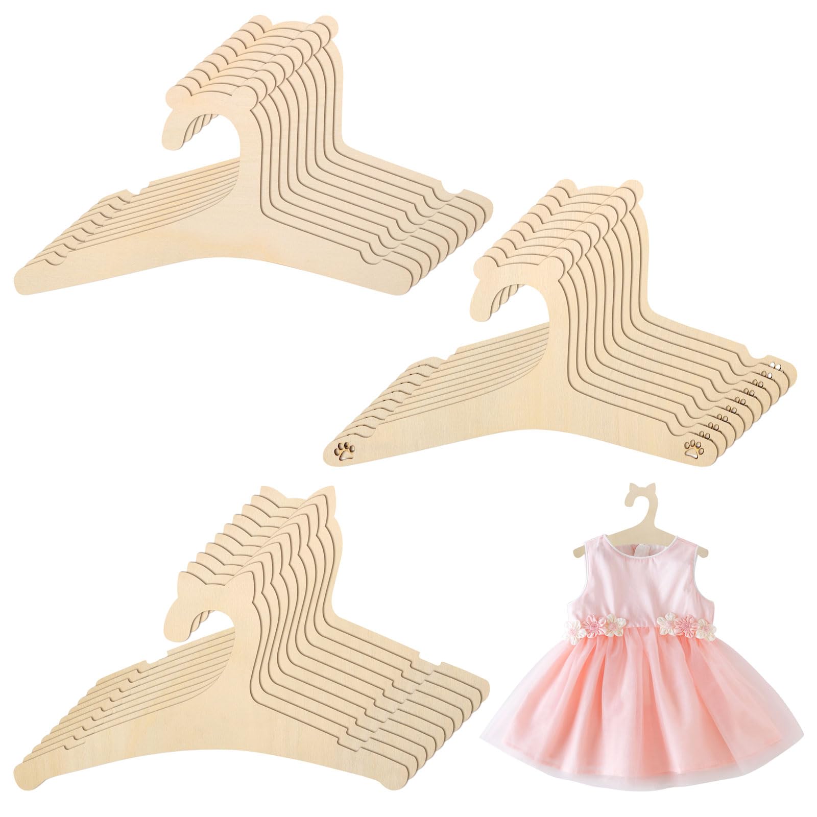 30 Pcs Baby Hangers, Wooden Coat Hangers, Baby Hangers for Clothes, Baby Coat Hangers Wooden, Baby Hangers for Clothes Newborn Wood for Toddler Kids Clothes and Pants Slimline Space-Saving Design