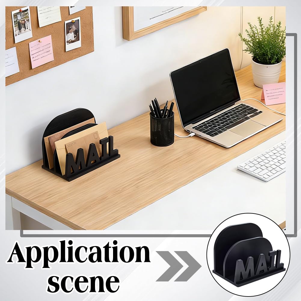 NBEADS Organiseur de Courrier à 2 compartiment, Organiseur de Courrier en Bois pour Bureau Présentoir à Courrier de Comptoir pour Bureau Support de Rangement pour Enveloppes et Documents 228x150x165mm