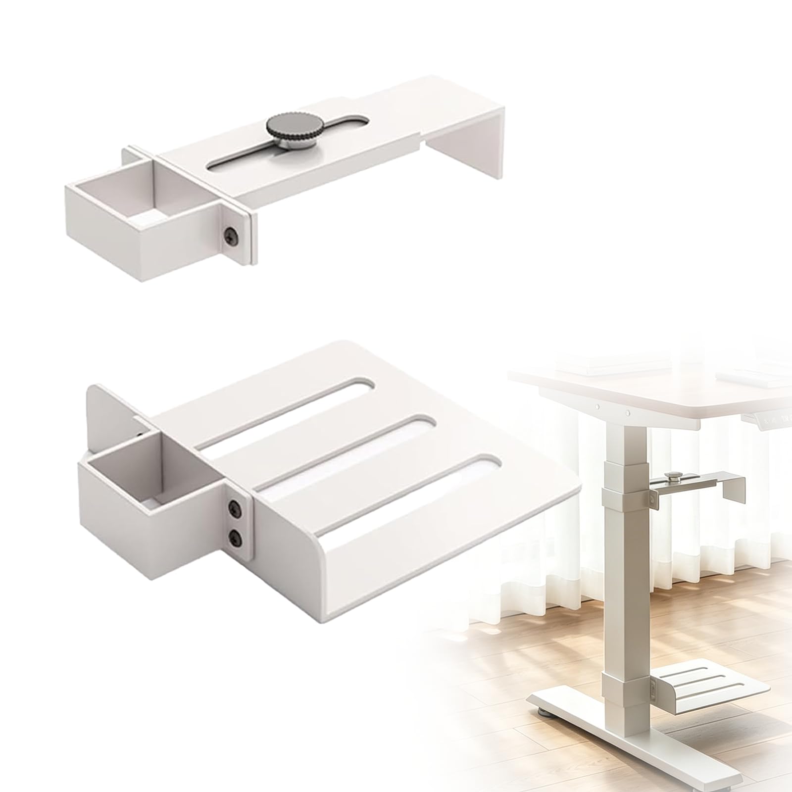Soporte para PC debajo del escritorio, soporte de PC para escritorio sin taladrar, capacidad de carga de 18 kg, ajustable en altura y anchura, soporte de ordenador para mesas altas
