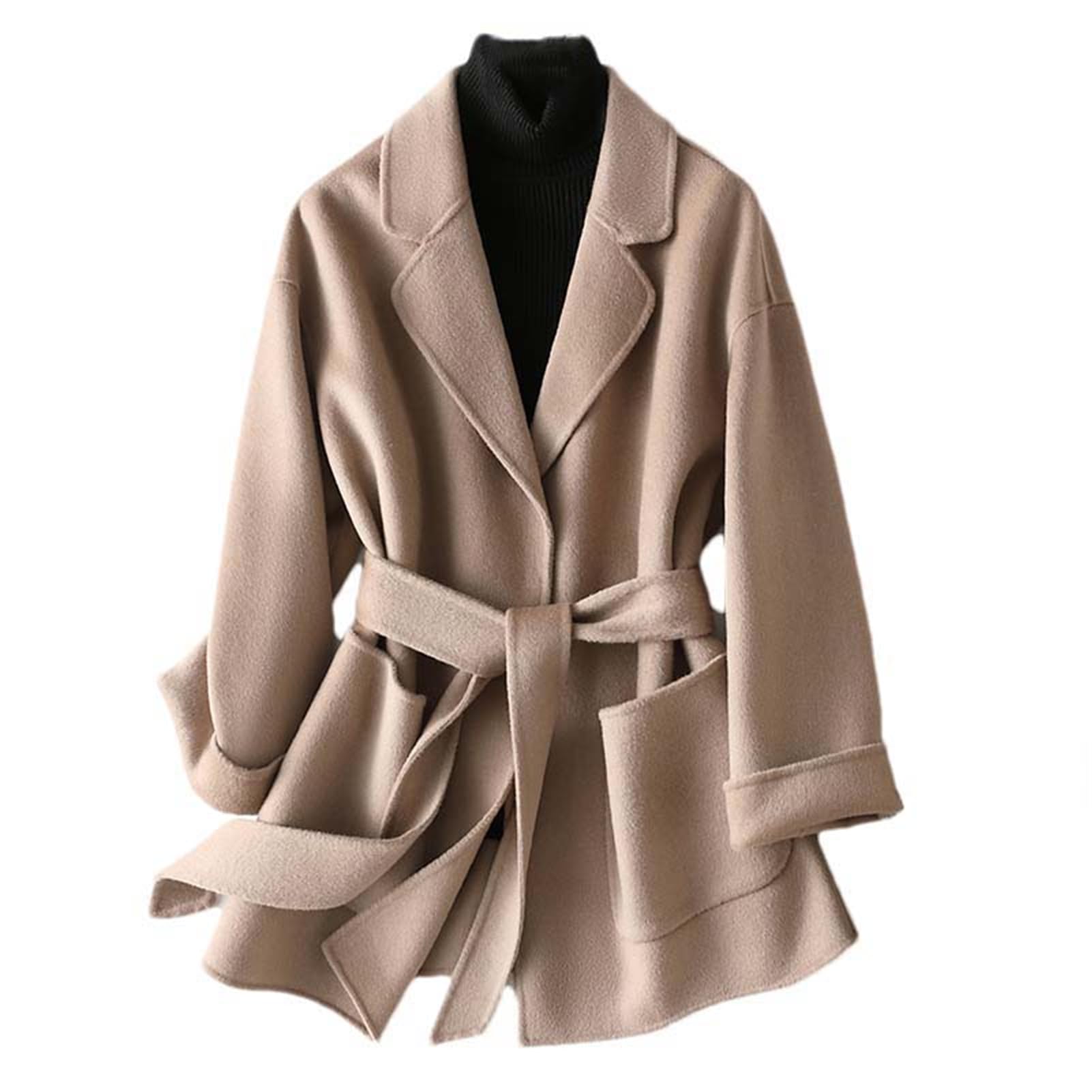 JYHBHMZG Double-sided cashmere coat for women in autumn and winter loose and versatile short style wool coat