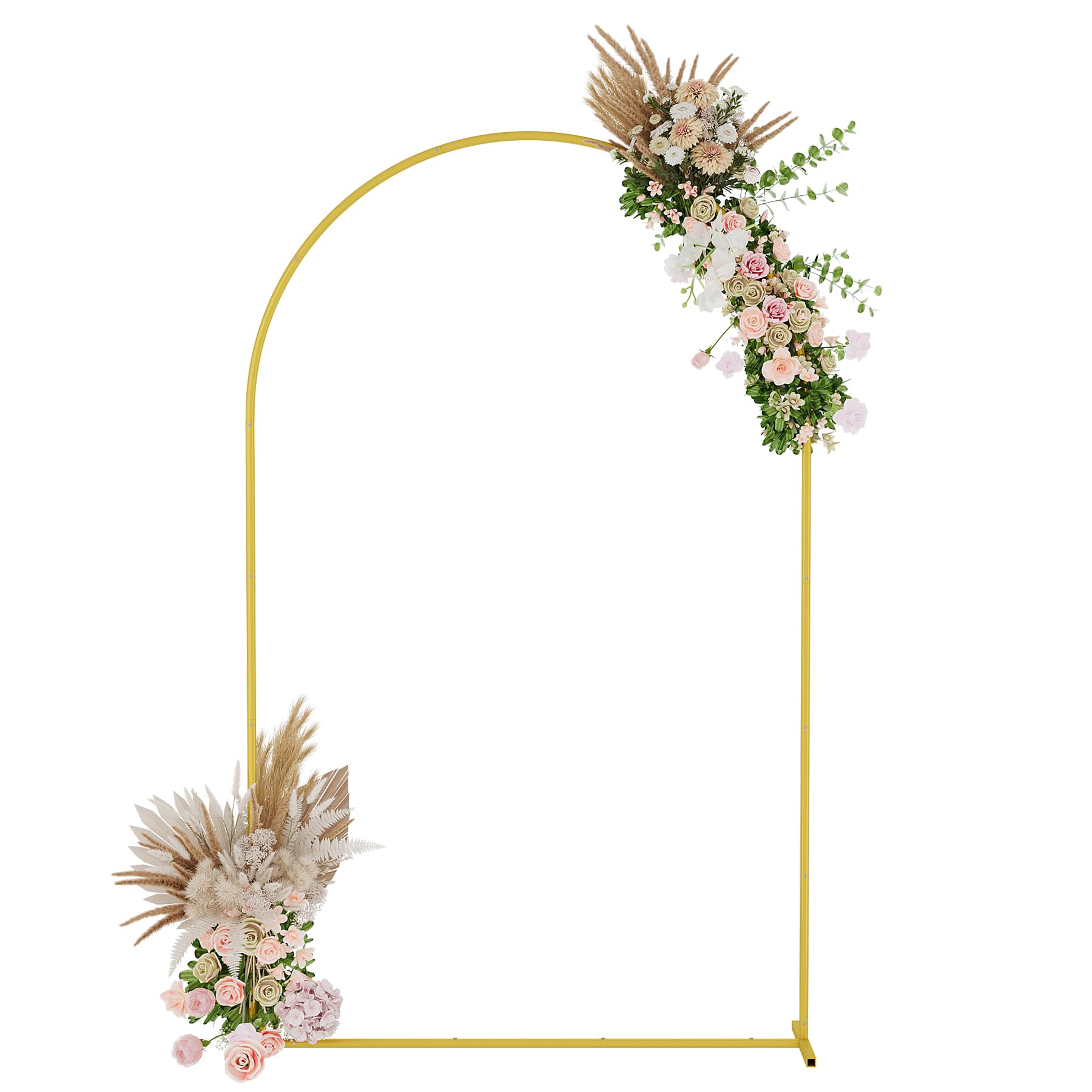 udear 7.2ft metal arch backdrop stand,for wedding backgrounds climbing plants event decorations outdoor ceremonies,gold