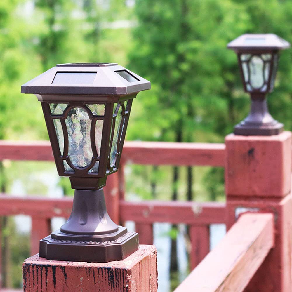 RCIDOS 1-pak Solarne Lampy Kolumnowe LED Szklane Oprawy Oświetleniowe IP54 Wodoodporna Aluminiowa Osłona Słupka Ogrodzeniowego Zewnętrzne Lampy Ogrodowe Na Patio Oświetlenie Ścieżki