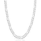 925 Sterling Silver Figaro Chain Necklace 5mm – Sterling Silver Chain for Men and Women, Durable Mens Silver Chain, Hypoallergenic Nickel-Free Silver Necklace, Waterproof, Lobster Clasp, Gift Ready