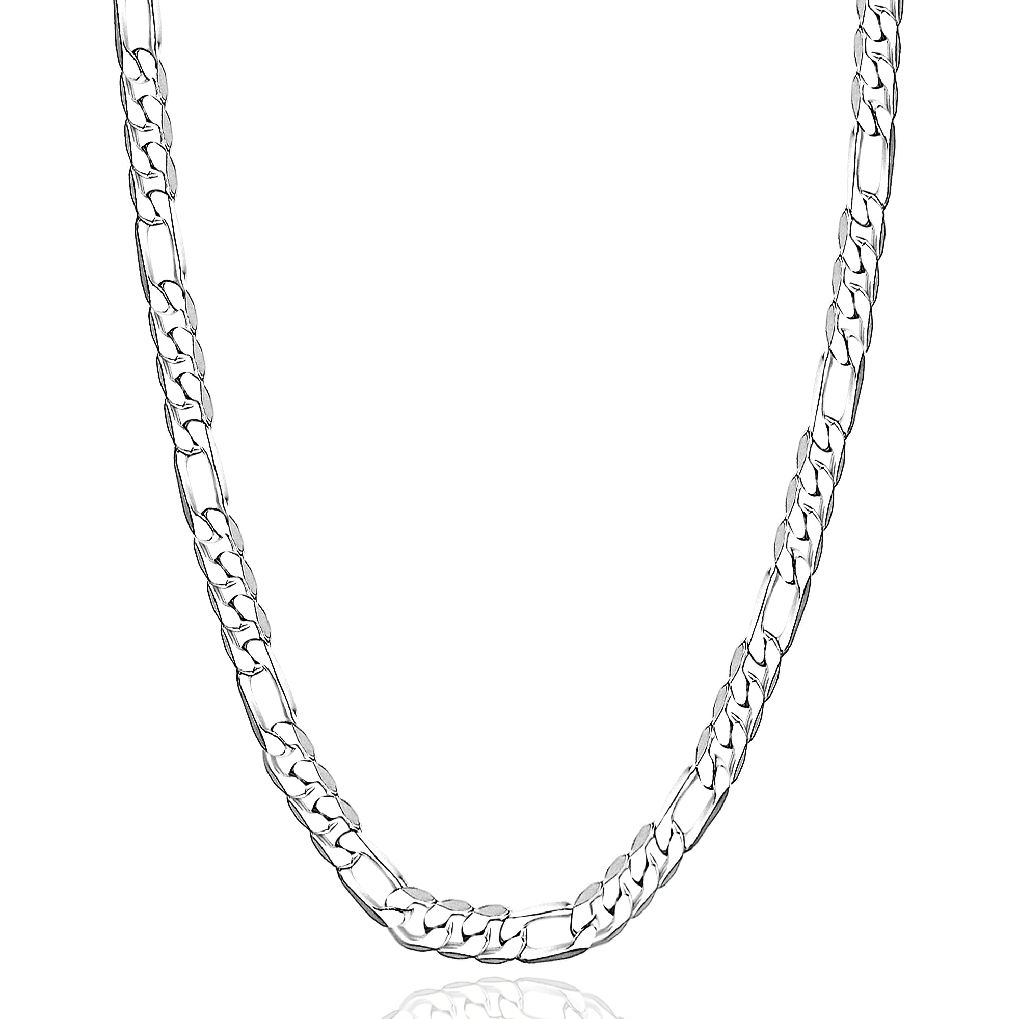 925 Sterling Silver Figaro Chain Necklace 5mm – Sterling Silver Chain for Men and Women, Durable Mens Silver Chain, Hypoallergenic Nickel-Free Silver Necklace, Waterproof, Lobster Clasp, Gift Ready