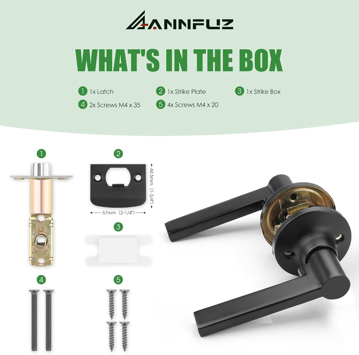 3 Packs Passage Door Lever Lock for Hallway Closet,Interior Non-Locking Door Handle Without Key, Reversible Right & Left Side Lever Sets,Keyless Free Passing Doorknob for Rooms,Matte Black