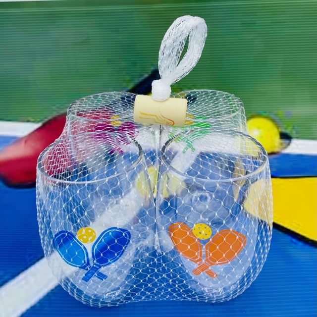 Wine-Oh! Set of 4 Shatterproof CUSTOM 16 oz Plastic Wine Glasses MADE in the USA (PICKLEBALL)