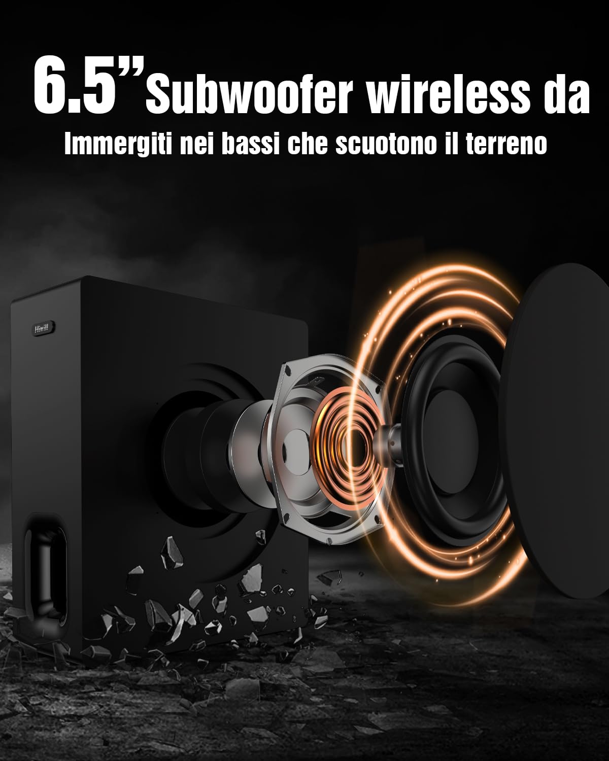 Hiwill 5.1CH Soundbar TV, Dolby Atmos Casse Home Theatre, 6,5" Subwoofer Senza fili, 2 Altoparlanti Surround Cablati, Home Cinéma Enceintes Téléviseur, 420W Potenza di Picco, eARC, HiElite A51PRO