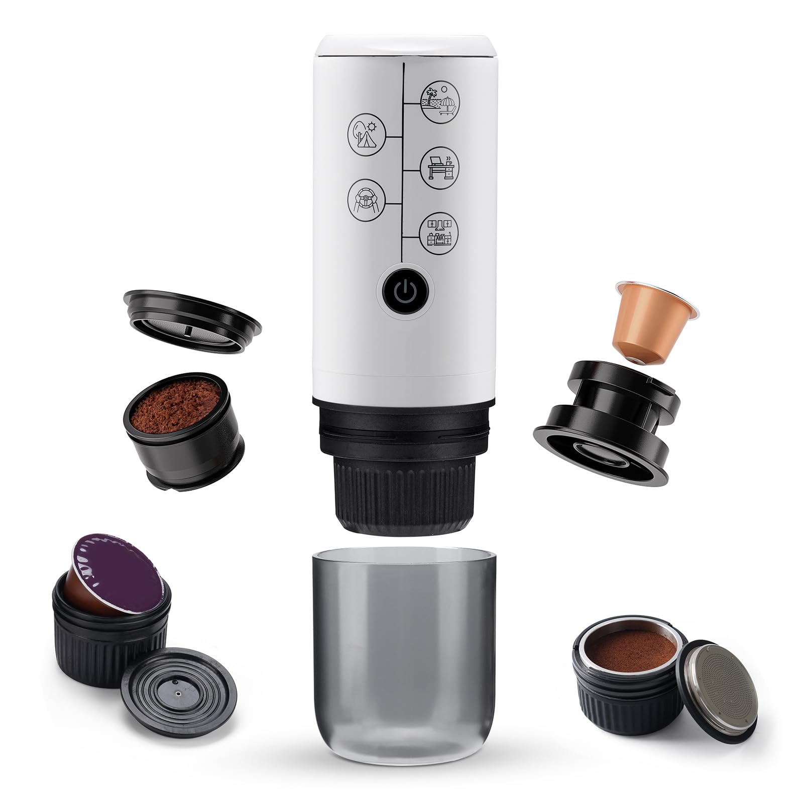Aoresac Portátil Compacta que Funciona con Cápsula NESDG y café Molido - Máquina Eléctrica Recargable de 2600 MAh - para Viajes en Casa o en Coche