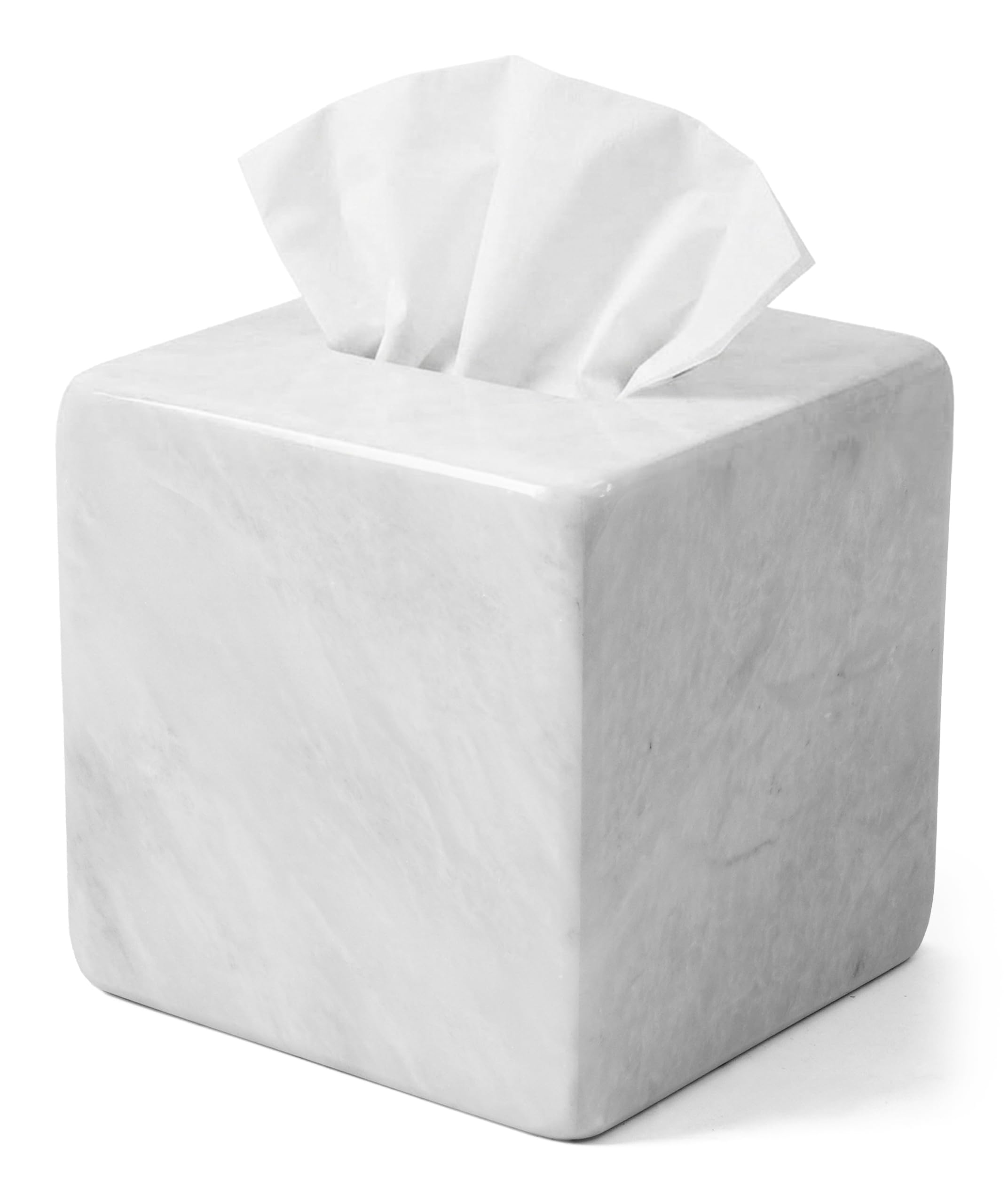 MARBLORE Marble Tissue Box Holder, White, 5.5 Inch