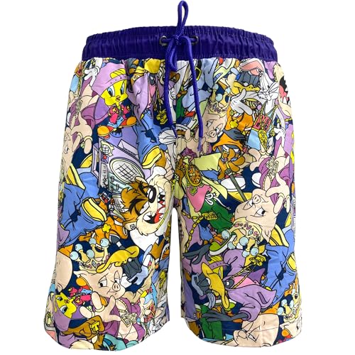 COCO BRANDS Looney Tunes Mens Swim Trunks - Quick Dry Swimming Trunks for Men with Mesh Lining and Side Pockets (Sizes: M-XL), Size X-Large, Hip Hop