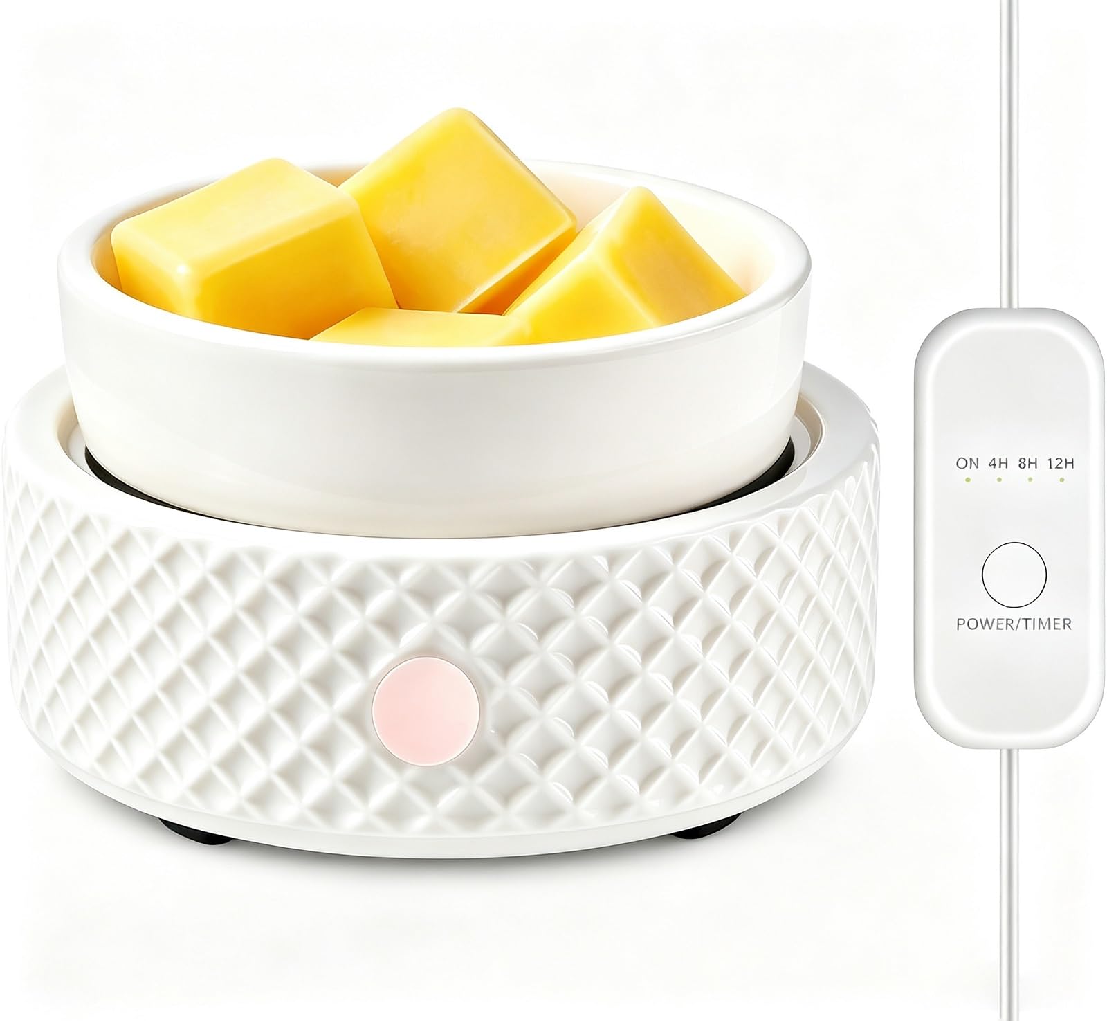 Wax Melt Burner Warmer Ceramic 4-in-1 Electric Candle Warmer with 4 Timers Auto Shut-off for Scented Wax Melts, Candle Jars, Essential Oil, Coffee Cup Warmer Home Office Bedroom Gifts for Women White