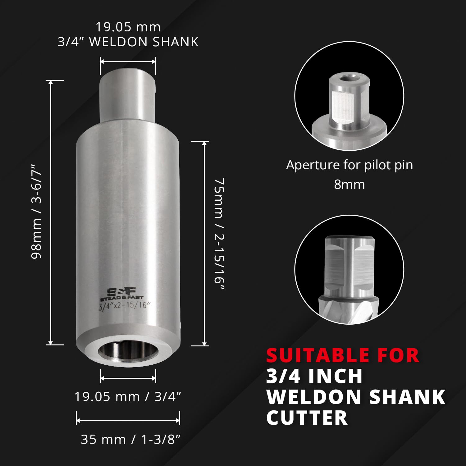 Weldon Adaptateur d'extension pour tige 75 mm
