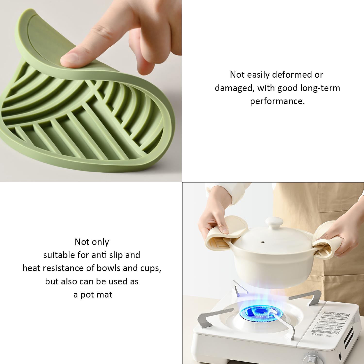 TYGFRT 3 Silicone Bowl Mats, 2 Black Coasters, Silicone Pot Mats, Silicone Coasters, Round Silicone Mats, Pot Coaster Set - Image 3