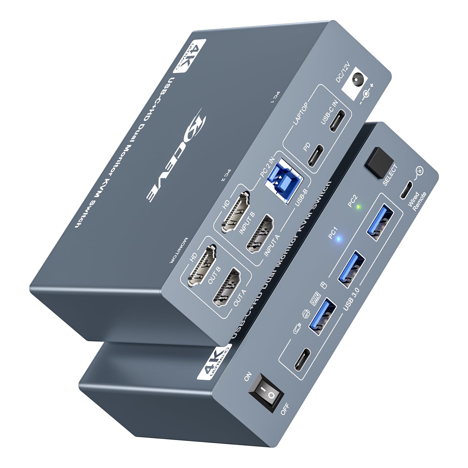KVM Switch 2 Monitors 2 Computers 8K@60Hz, 4K@144Hz, ANGEET 