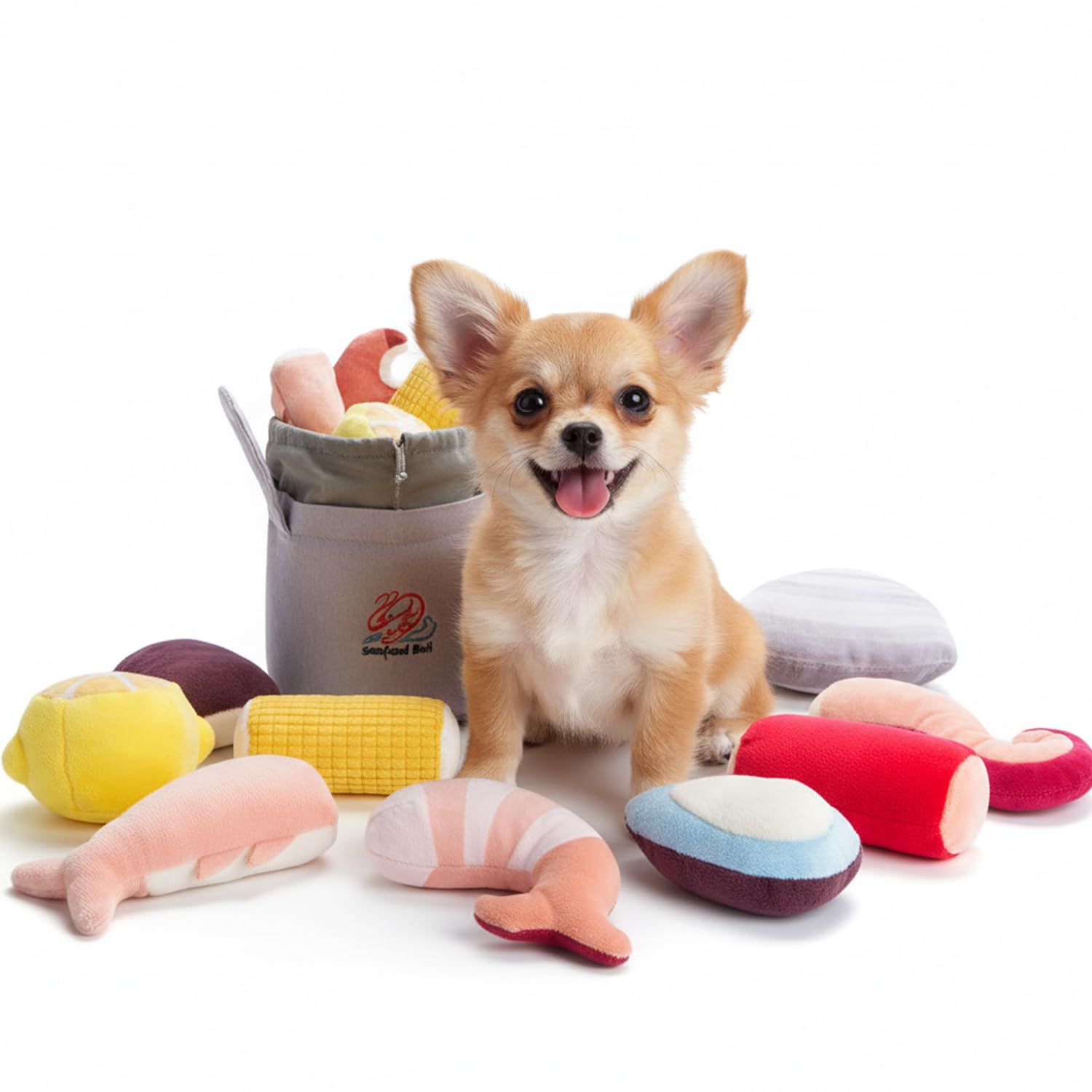 Nocciola 10 PCS Seafood Pot Dog Toys, Squeaky Dog Toys to Keep Them Busy, Small Dog Toys for Boredom, Durable Puppy Dog Toys for Small Medium Dogs