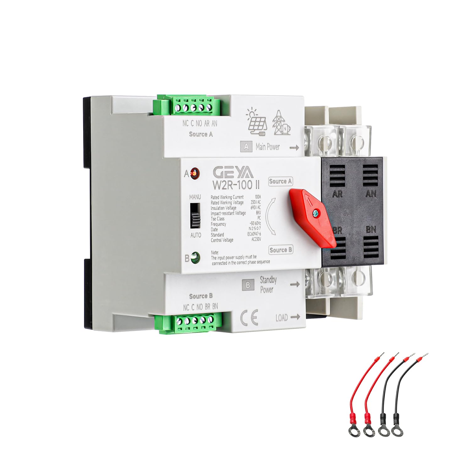 Mini ATS Interruttore Automatico di Trasferimento Commutatore Doppio Commutatore ATS 2poli 63A Tipo di rotaia Din(2P-63A-AC220V)