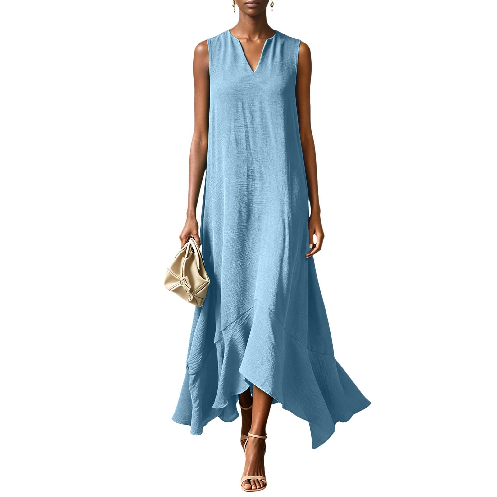 Abiti Donna Estivi Eleganti Elegante e Raffinato Abito Estivo Casual da Donna, Adatto per Feste, spiagge, Matrimoni e Banchetti. Vestito Bianco Elegante