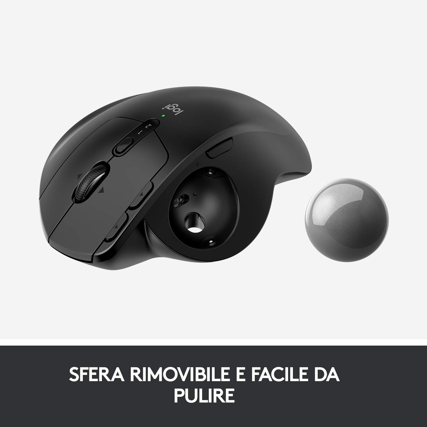 Logitech MX Ergo Mouse Trackball Wireless Ergonomico | Bluetooth o 2,4 GHz con Ricevitore USB Unifying, ‎Angolo Trackball Regolabile, Scorrimento Preciso, PC/Mac/iPadOS - Nero