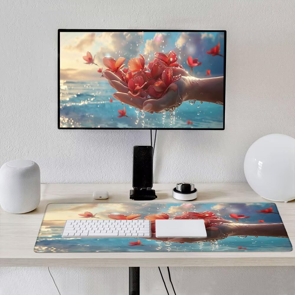 Duża podkładka pod mysz do gier XXL 1800 x 900 x 3 mm z zszytymi krawędziami, trwała antypoślizgowa podstawa z naturalnej gumy, zmywalna podkładka pod klawiaturę, nadaje się do gier, domu i biura