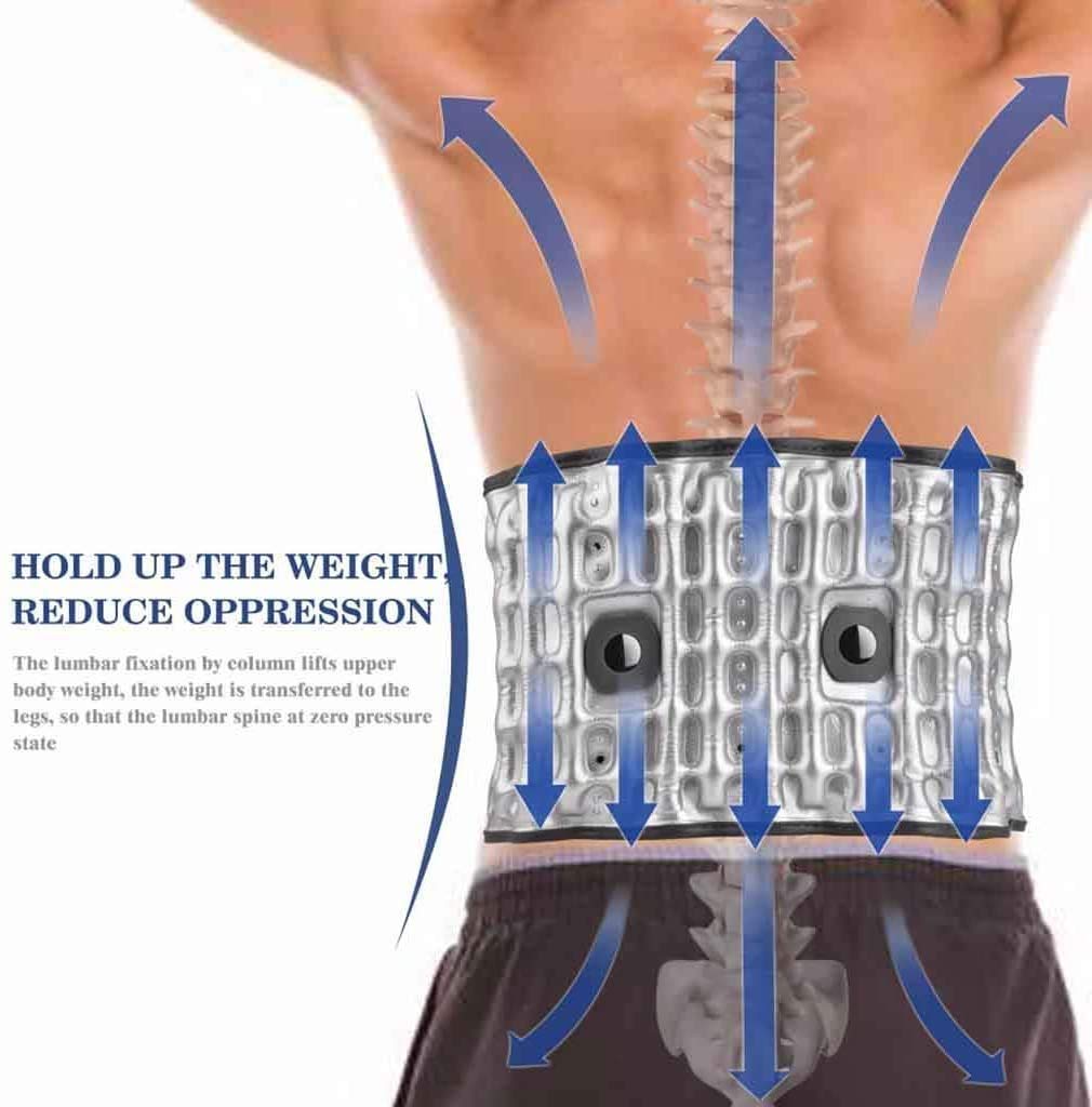 Faja de Fisioterapia con Calor para descompresión 2 en 1 para la Espalda, Soporte Lumbar para el Dolor de Espalda, Talla única para cinturas de 29 a 49 Pulgadas