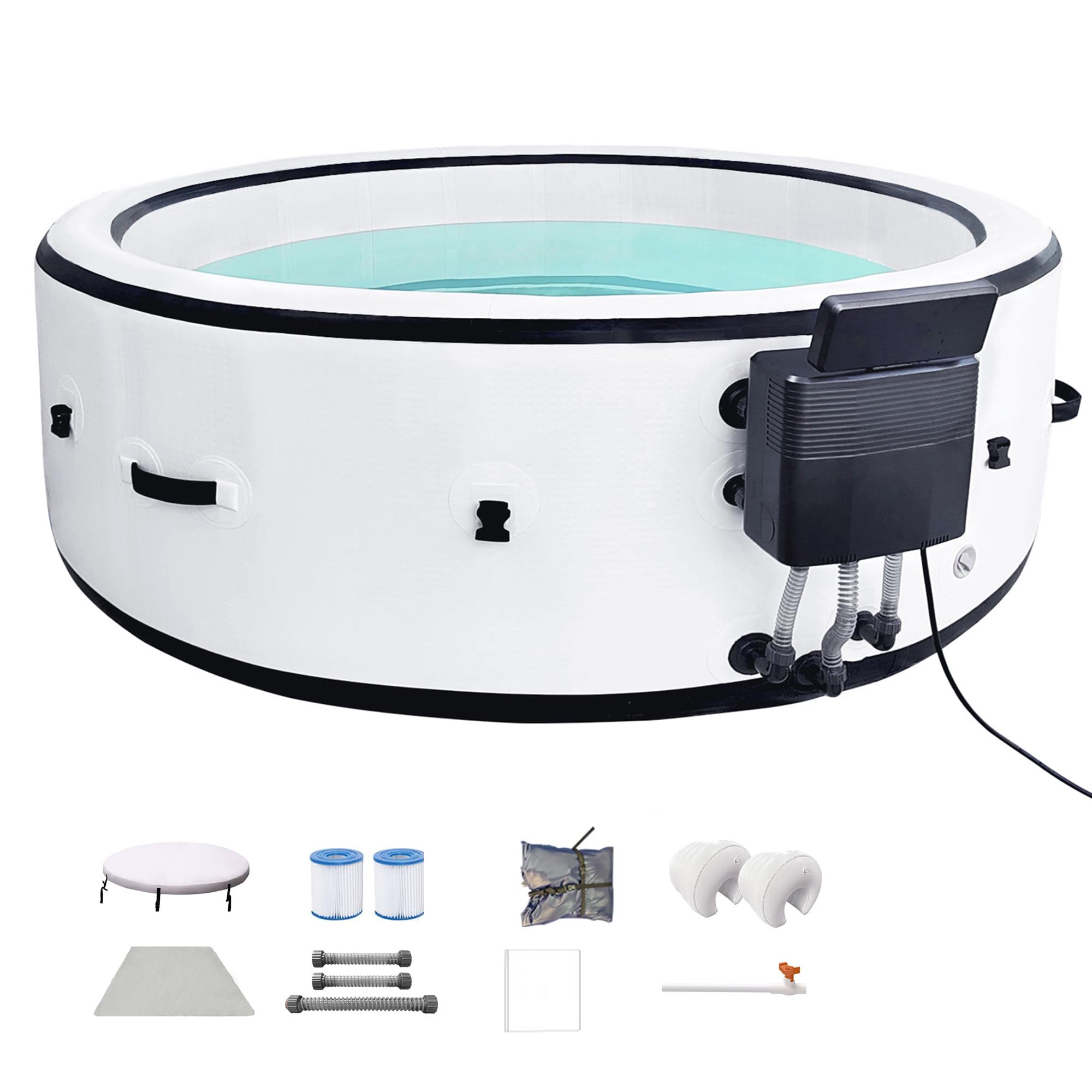 Inflatable Hot Tub, Portable Spa with Heater, Max Temp 40°C/104°F, 150 Airjets, Fits 4-6 People, Ideal for Patio and Outdoor Use