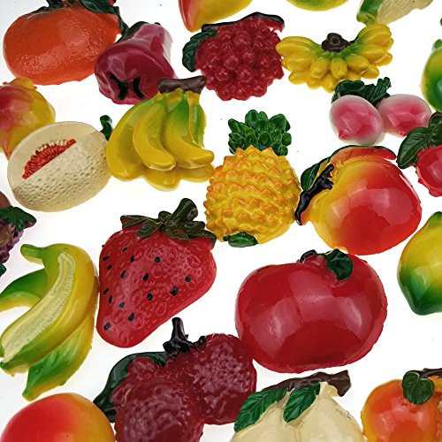 Miswee Random 12Pcs Creative 3D Resin Fruit Vegetables Fridge Magnets Funny Cute Decoration Refrigerator Magnet Accessories Office School Whiteboard Magnet (Random 12 Style Fruits) #TOP2