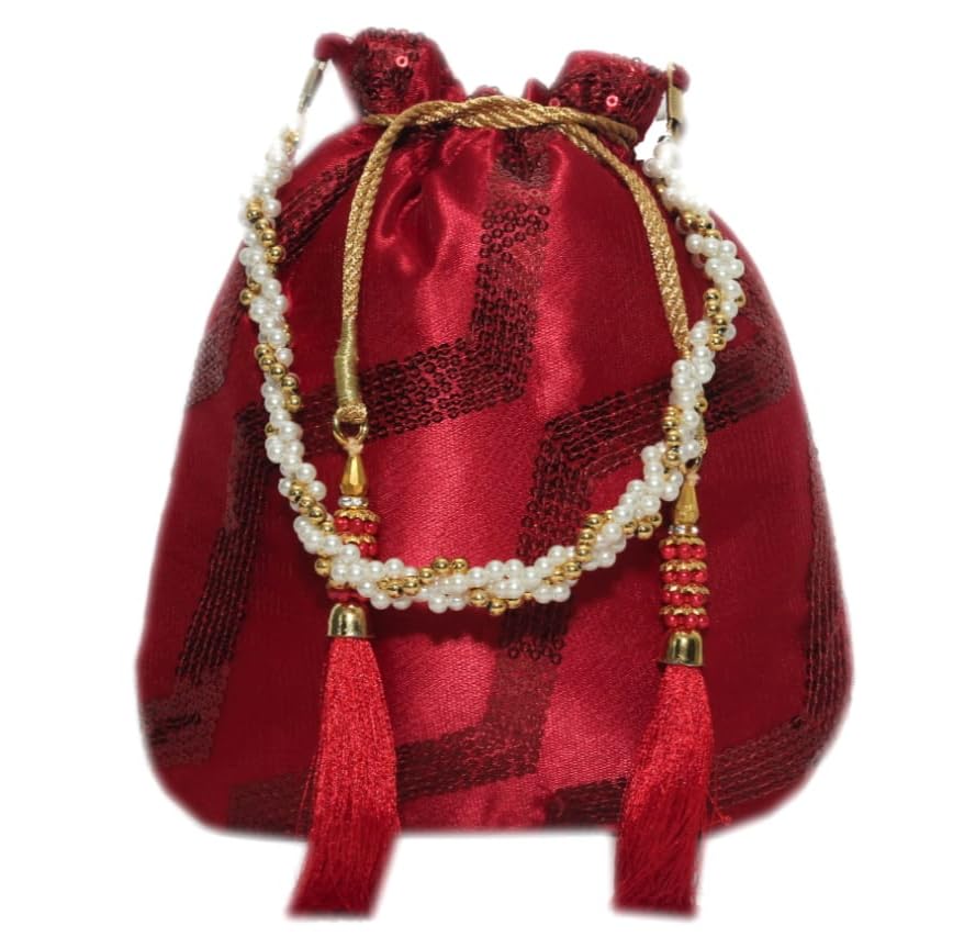 amerie fashions Premium Women's Red Potli Bag Purse for Party Wedding-picture-10