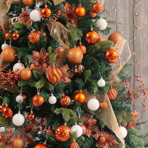 Christmas Balls Ornaments -36pcs Shatterproof Christmas Tree Decorations with Hanging Loop for Xmas Tree Wedding Holiday Party Home Decor,6 Styles in 3 Sizes(Orange) - image 7