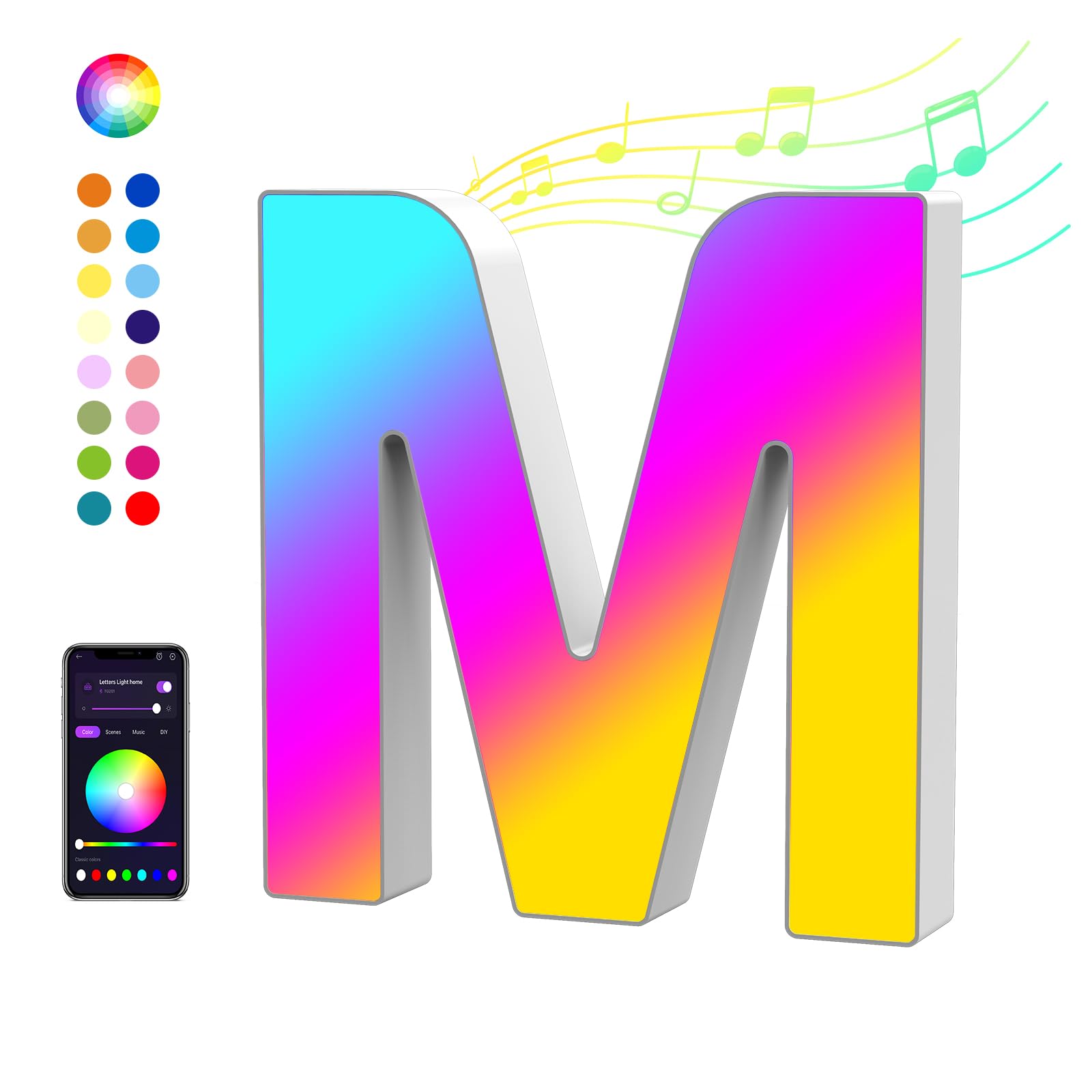 Light Up Letters LED Letter - Color Changing Alphabet Music Sync Sign Gifts for Girls Women ...