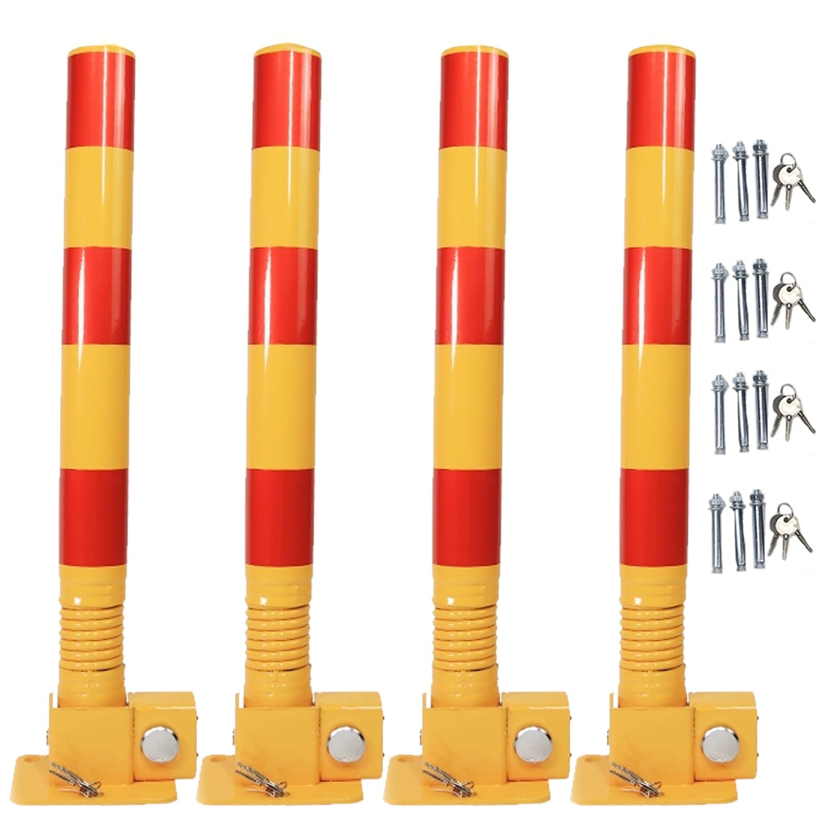 YNBSHGAA Removable Locking Barrier Bollard, Steel Traffic Delineator Post for Enhanced Security and Traffic Management,4pcs