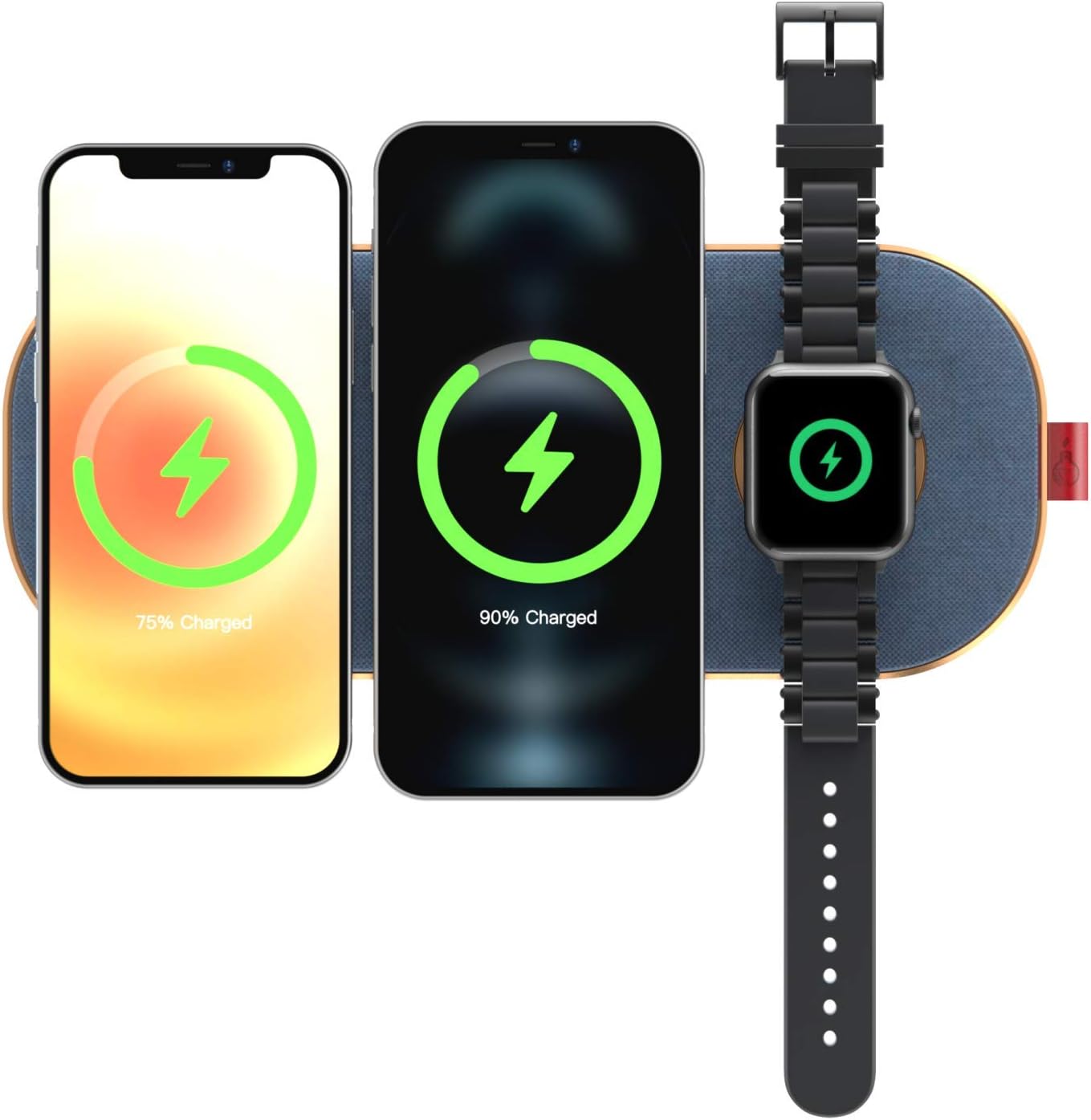 Authеntіс Crаzу Dеаlѕ SliceCharge Pro 3-in-1 Wireless Charging Station，30W Fast Wireless Qi Charger Pad Compatible with iPhone 13/13 pro/13 pro max/12/12 pro max/11 Series/XS Max/Samsung Galaxy S21/S20/Airpods/iwatch-Blue