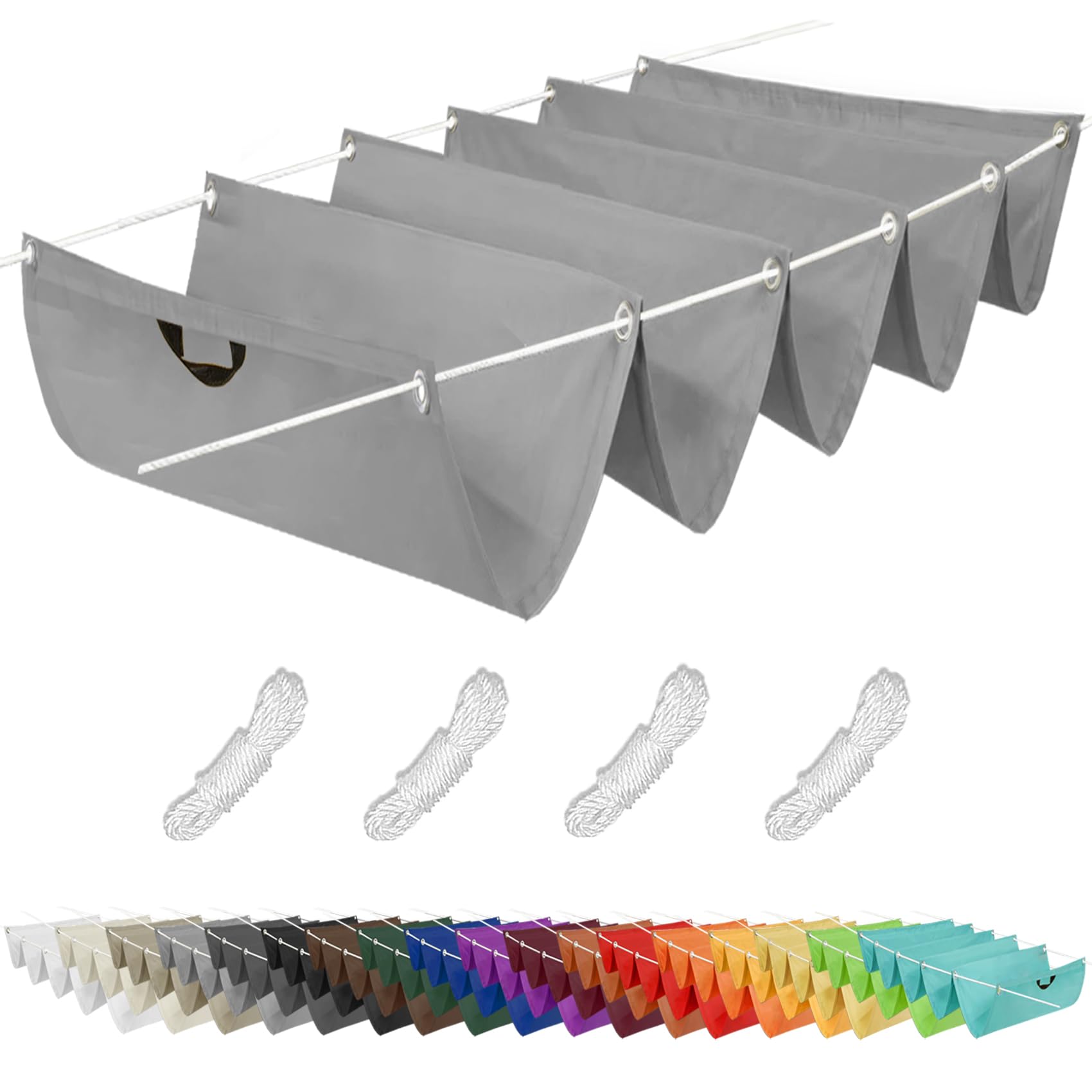 Voile d'ombrage carrée retractable 2,4x13,7m gris clair pour pergola
