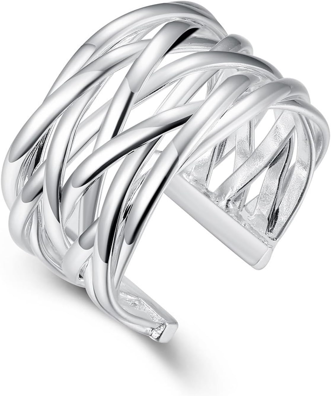 Handmade Rings 925 Sterling Silver Statement Rings Adjustable Chunky Stacking Band Ring for Women