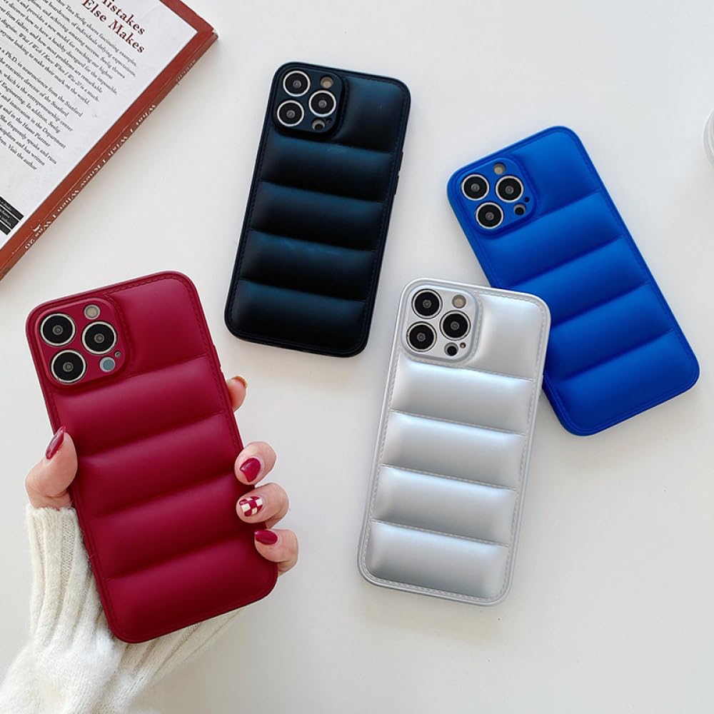 Down Jacket Case for iPhone 11 12 13 14 Pro XS Max XR X Soft Puffe