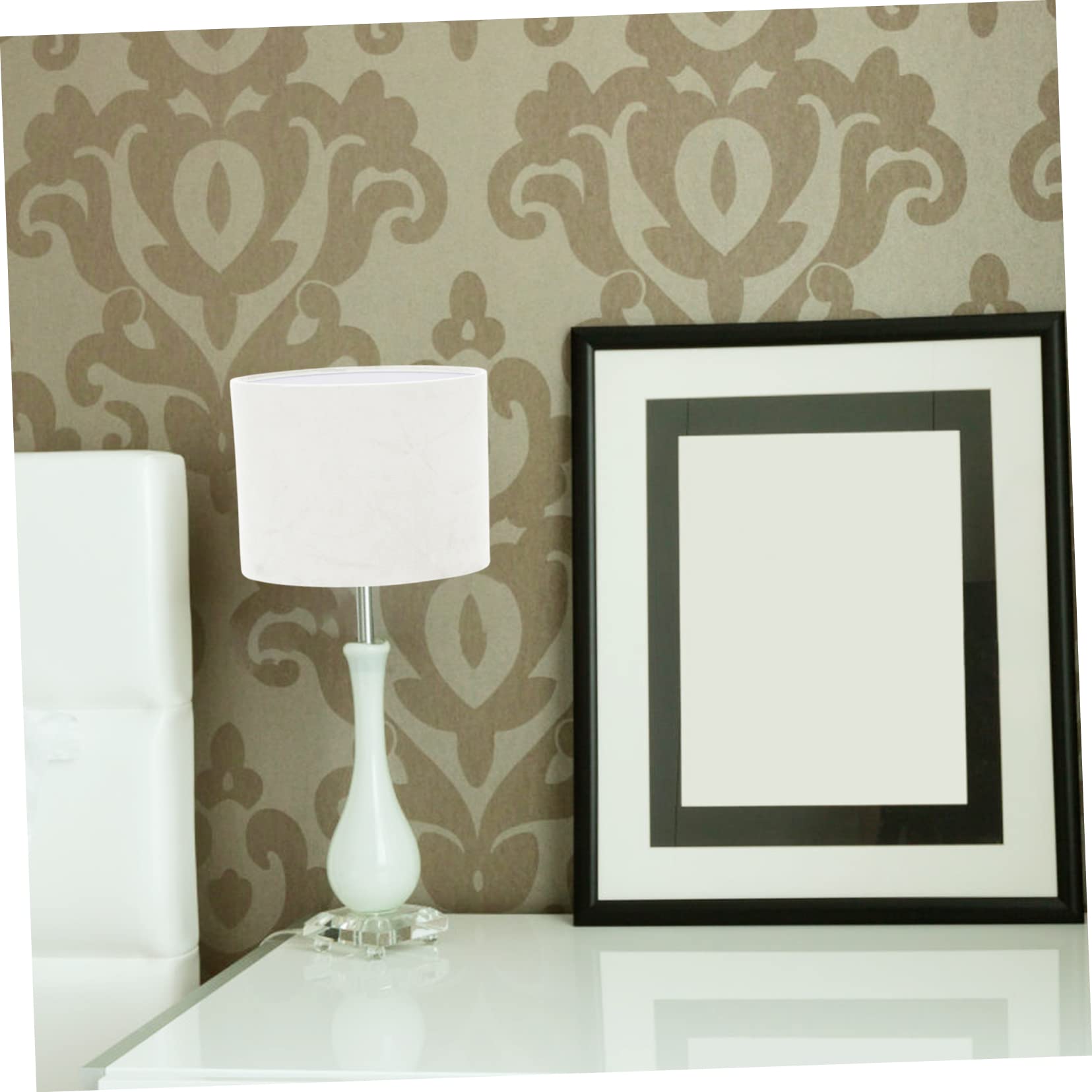 Paralume Copertura Decorativa e Protettiva Ellittico in Stoffa Bianca per Illuminazione Diffusa per Lampada da Tavolo in Soggiorno e Camera da Letto