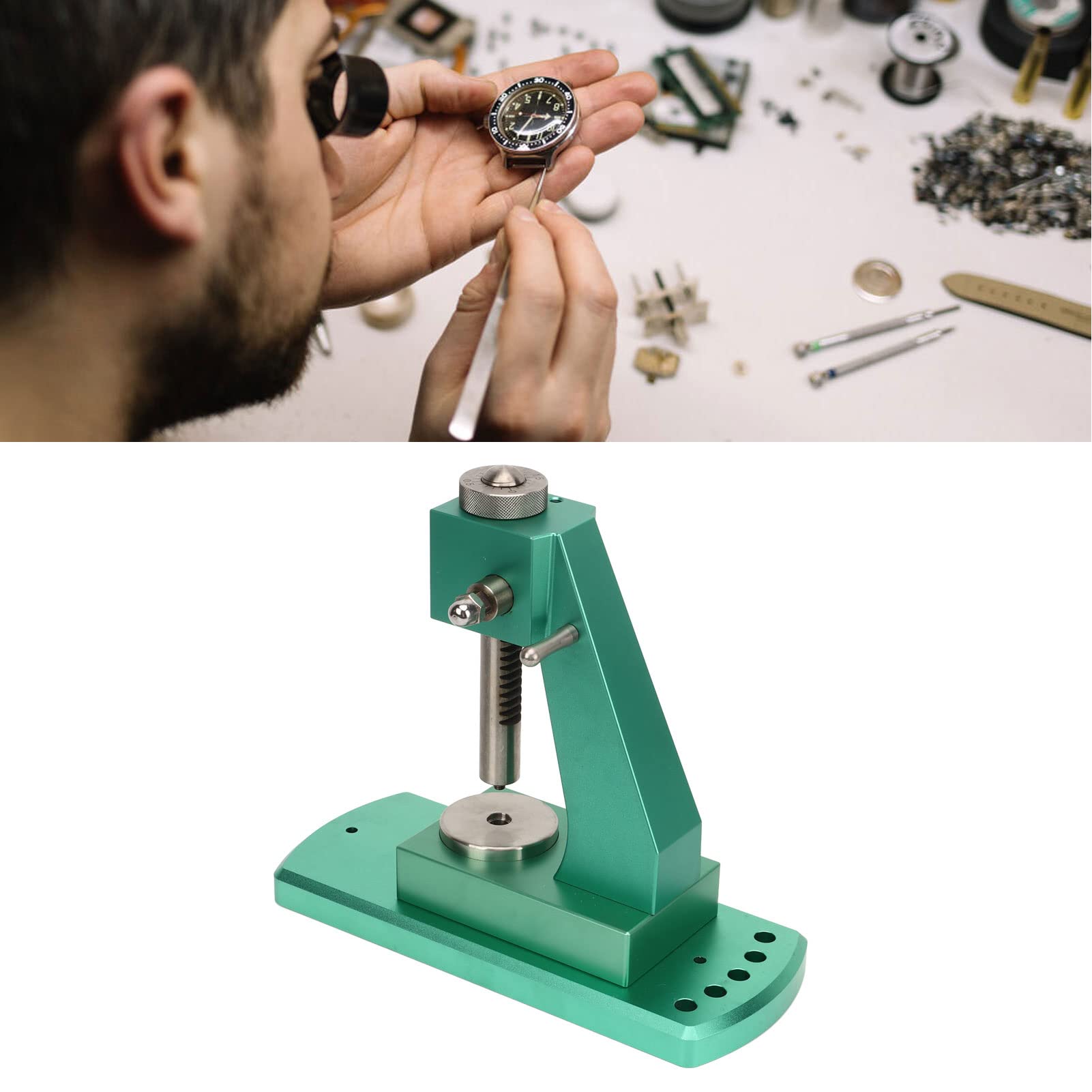 Herramienta para cerrar cajas traseras de relojes con mango ergonómico, máquina taponadora de relojes de aleación y juego de prensado para fábricas de reparación