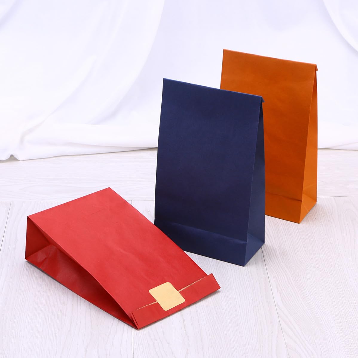 BETOOKY 120 Bolsas de Papel Kraft Coloridas sin Asas Fondo Plano para Regalos y Fiestas, Hechas de Papel Kraft Resistente Cumpleaños