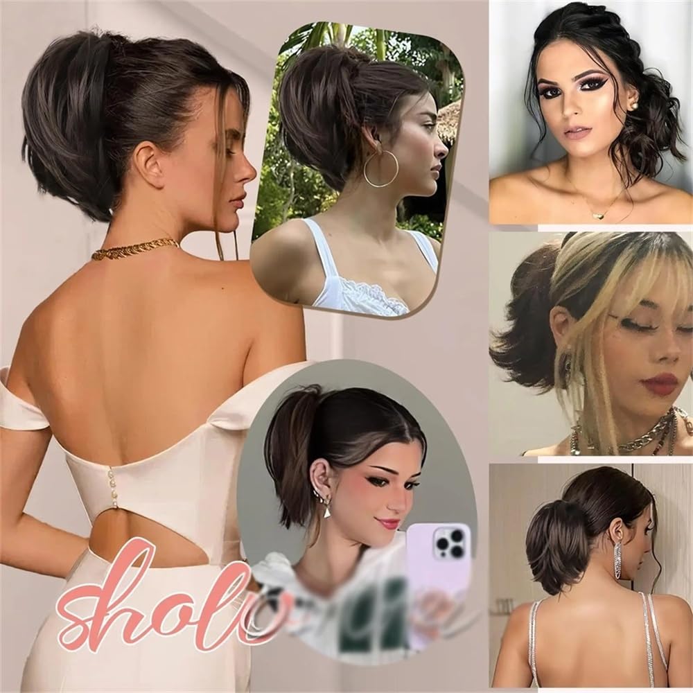 Kok do włosów Messy Claw Clip Bun treska dla kobiet krótki prosty wysoki kucyk przedłużenie potargane upięte fryzura kok do włosów treska (P1B/30)