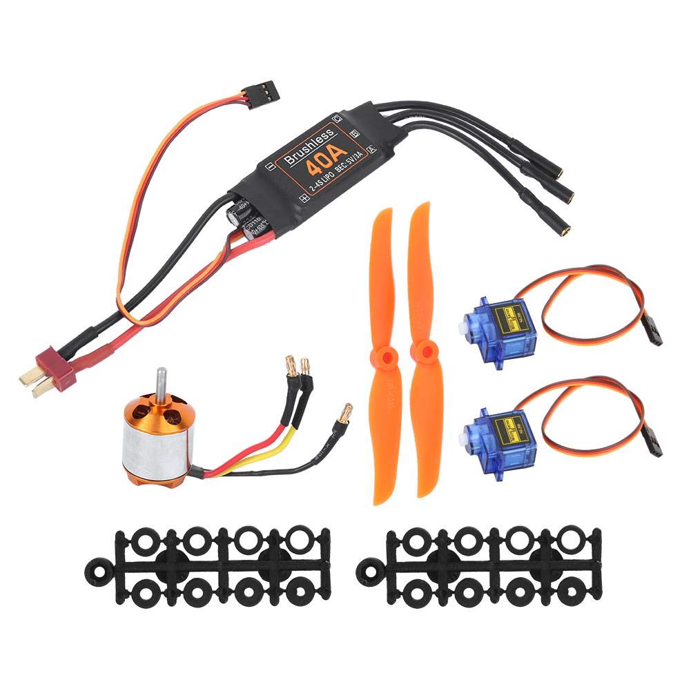Dilwe Motor sin escobillas RC, 2300KV Motor sin escobillas 40A ESC SG90 9G Micro Servo 6035 Hélice compatible con avión RC (2300KV Motor 40A ESC SG90 9G Servo 6035 Hélice)