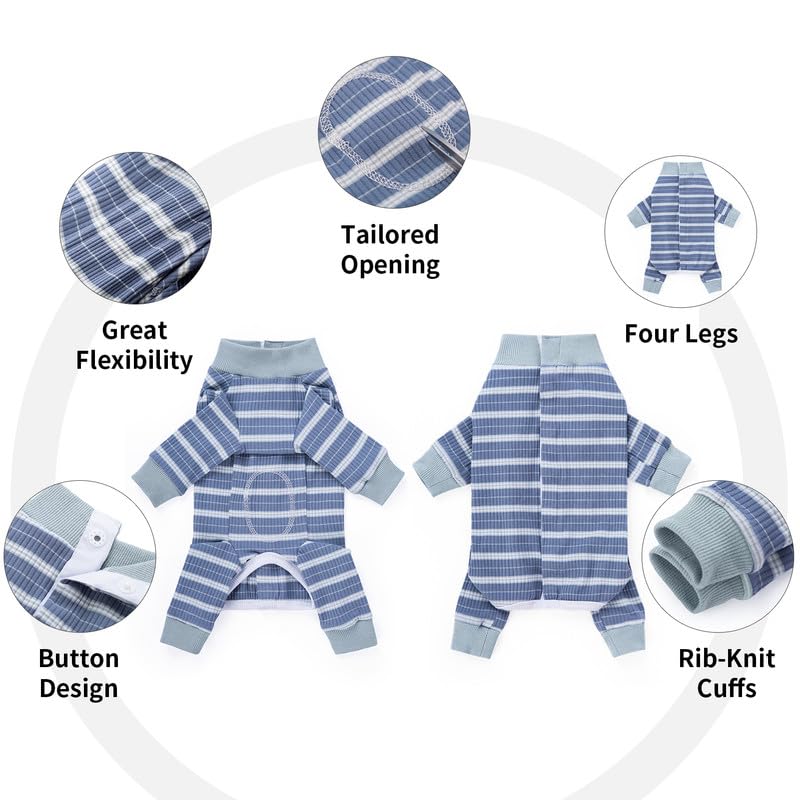 Image of Dog Surgery Recovery Suit for Small Dogs, 4-Legged Dog Onesie After Surgery with Back Snaps, Breathable Cotton Spay and Neuter Bodysuit for Female and Male Dogs