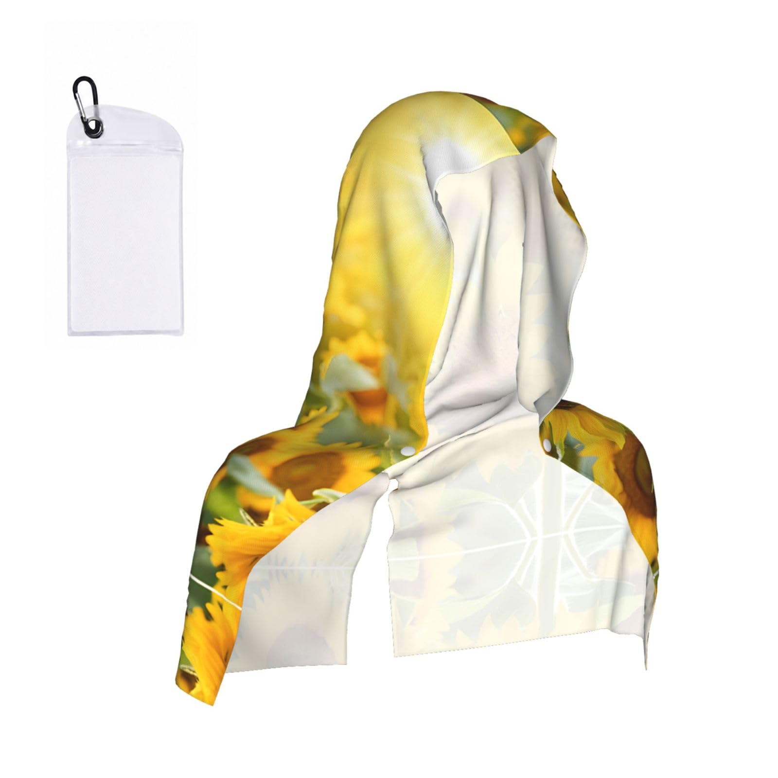Sunflower Print Cooling Hoodie Towel, Cooling Towels For Neck And Face Sun Protection Instant Cool Hoodie(Sport/Camping/Work Out/Hot Weather)