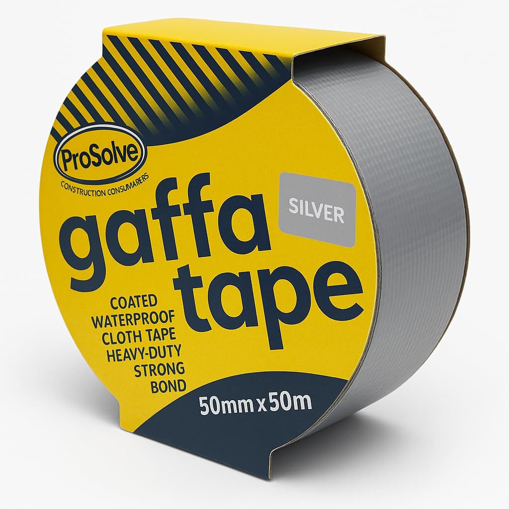 50mm x 50m Gaffer Cloth Waterproof Tape Heavy-Duty Multipurpose Adhesive Roll for Repairs, Studio, Insulation & Engineering Indoor & Outdoor Use