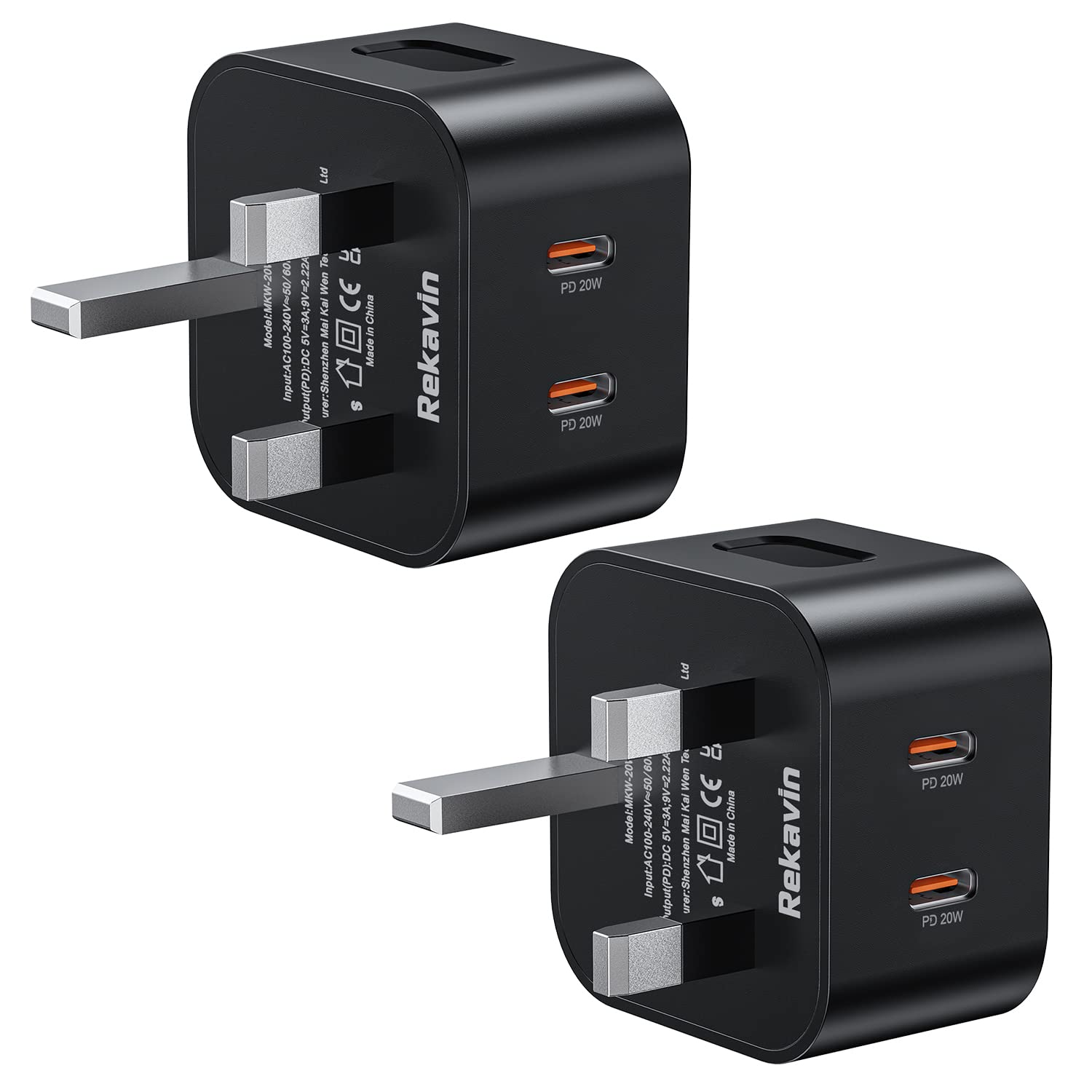 USB C Plug Dual Type C Fast Charge Plug for iPhone Charger 14/14 Pro/14 Pro Max//13/13 Pro/13 Pro Max/12/12 Pro Max/11,40W Double Port 40W Fast Charging Wall Plug 20W USB-C Power Adapter UK (2 Pack)