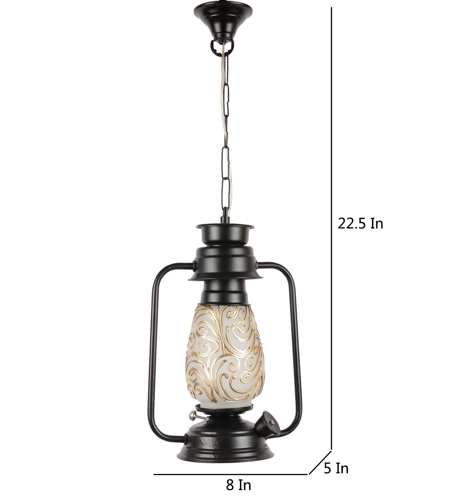 Devansh Black Mosiac Glass Lantern Hanging (Multicolour) 4